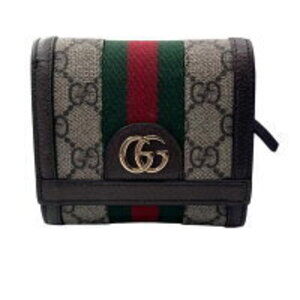 GUCCI Ophidia GG Supreme Compact Wallet Brown